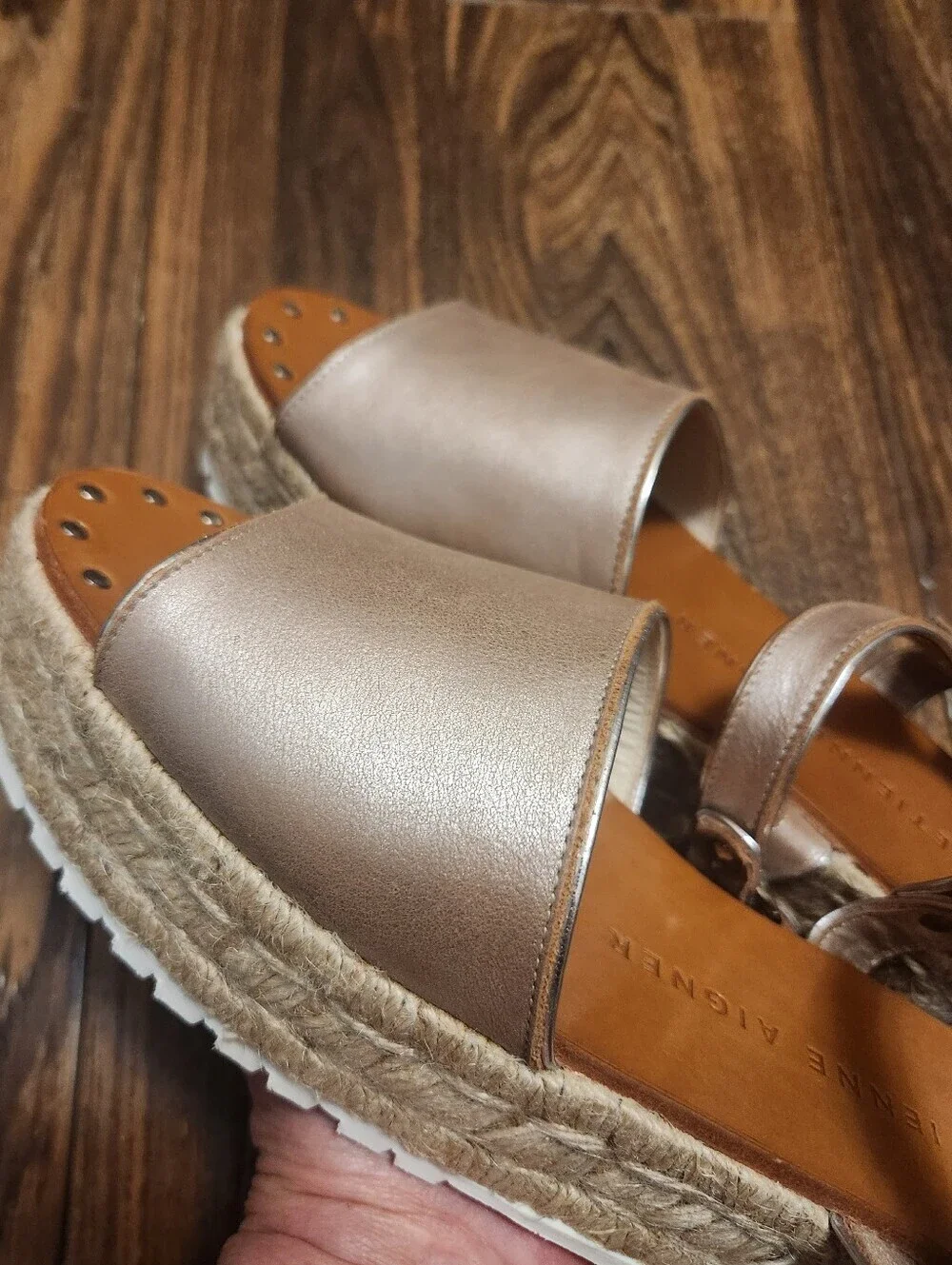 Etienne Aigner Pink Espadrille Buckle Leather Strap Sandals Sz 9 Like New